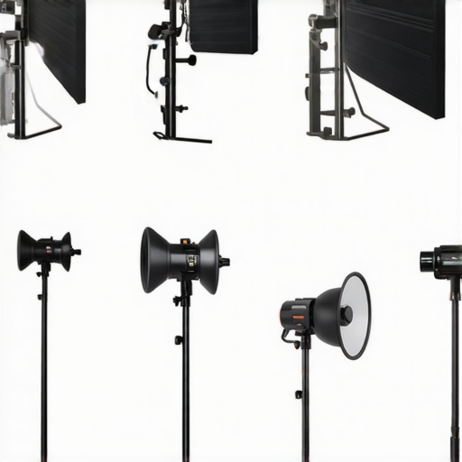 Lighting and Studio Gear Comparison A visual comparison of budget and premium lighting kits and studio equipment showing differences in features and price.