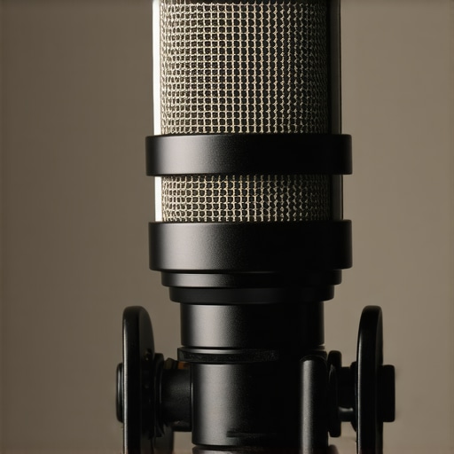 Close-up of a high-quality plastic shotgun microphone with metal grille.