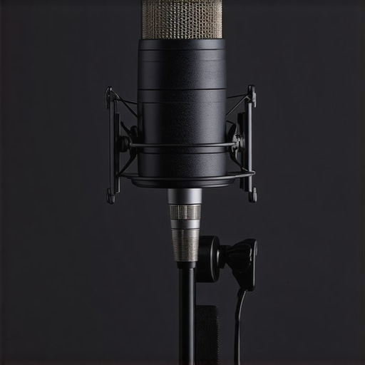 Sturdy metal microphone with adjustable stand, emphasizing build quality.