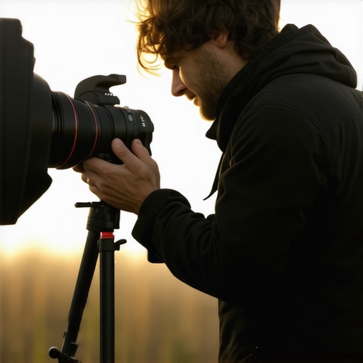 Photographer testing studio and outdoor gear in windy conditions