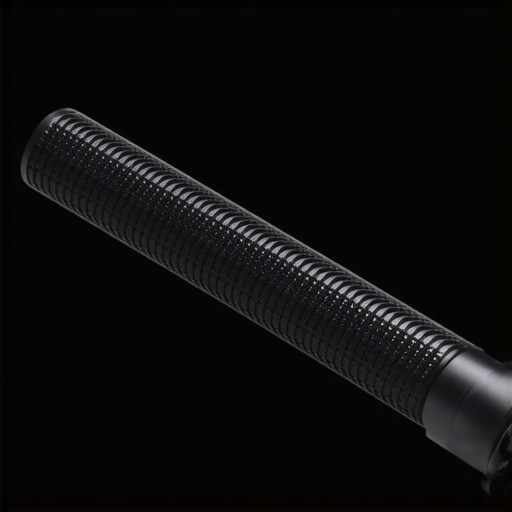 Plastic Camera Mic Extension Bar Detail Detailed shot of a lightweight plastic microphone extension bar showing threading and surface texture.