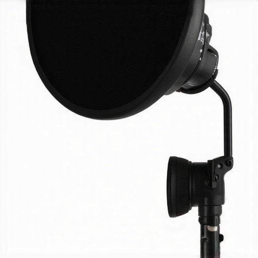 Close-up of a black plastic pop filter with flexible gooseneck