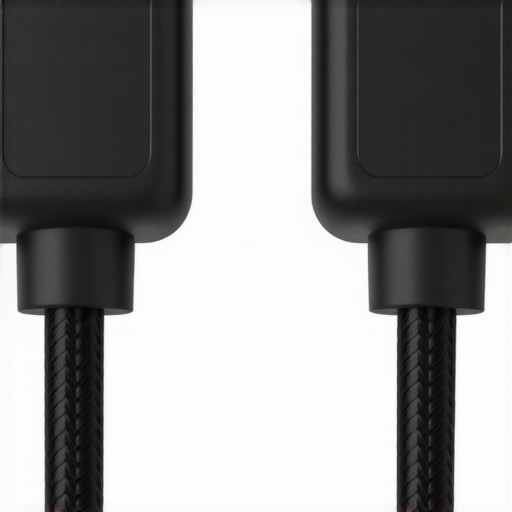 Premium HDMI Cable Construction Close-up of robust HDMI cable with braided exterior and gold connectors