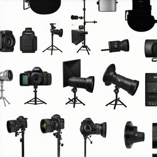 Comparison chart showing lighting kits, studio gear, and cameras from different brands