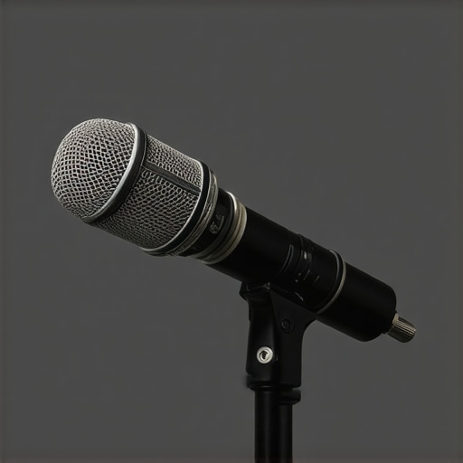 Close-up image of a durable, textured shotgun microphone showing its high-quality construction.