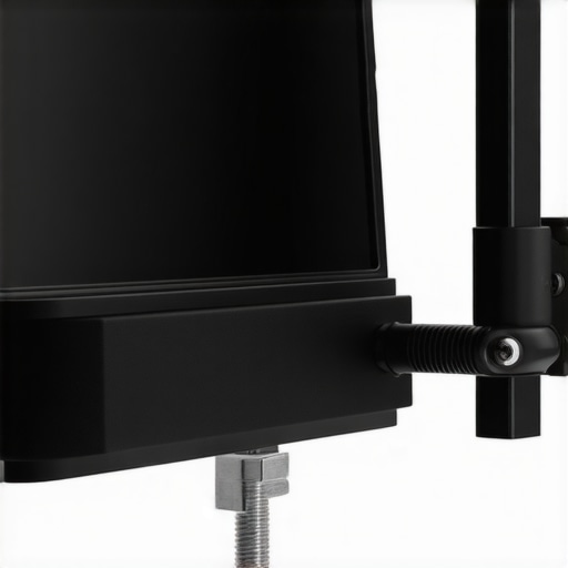 A sturdy steel clamp gripping a large monitor on a C-stand