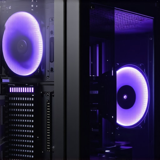An illustration of a silent PC case with soundproofing features and optimized airflow