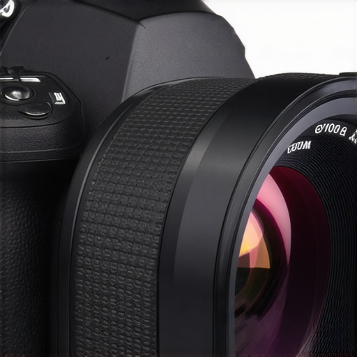 A close-up of a silicone grip ring securely fitted on a camera zoom lens, highlighting its texture and fit.