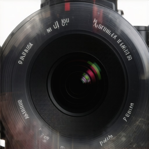Close-up view of silicone ring installed on prime camera lens