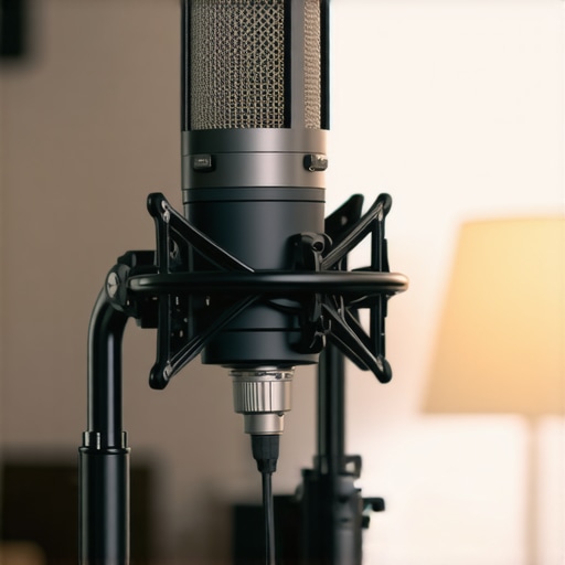 Close-up of a professional streamer microphone showing durable aluminum body and control knobs.