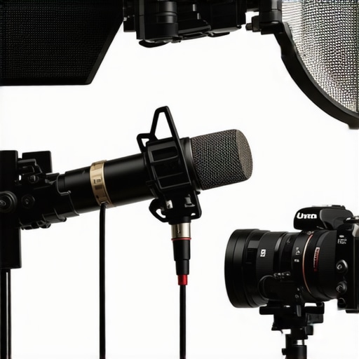 Studio microphone, lighting, and camera setup for creators
