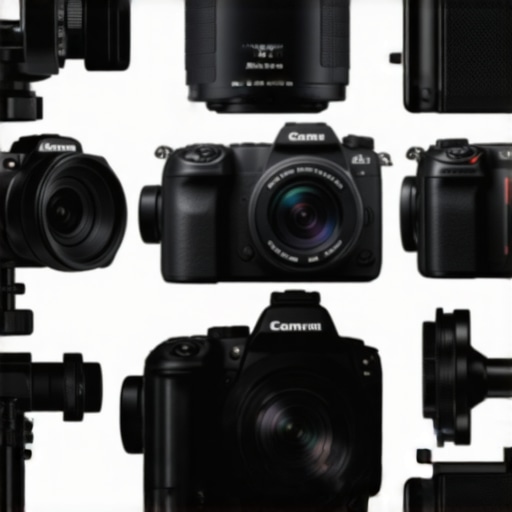 Various camera, lighting, and microphone equipment for content creation