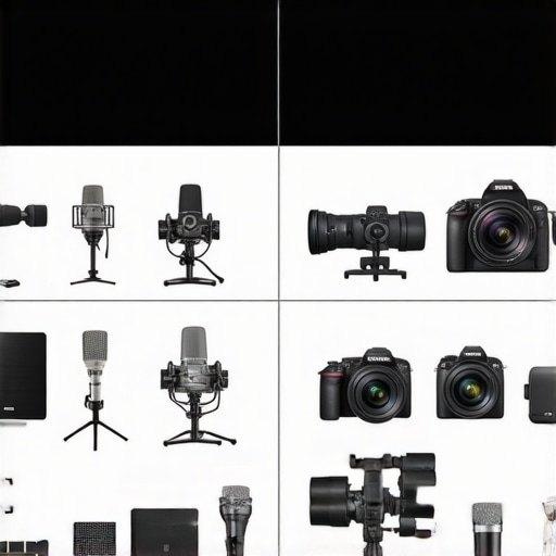 A visual chart comparing budget and premium studio equipment for audio, video, and lighting setups.