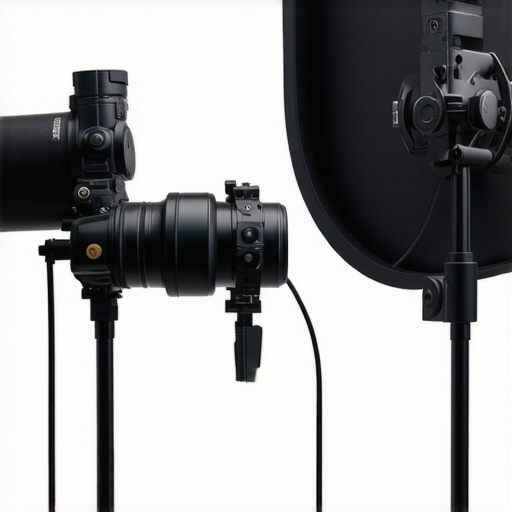 Studio lighting and camera setup in a recording environment under pressure with microphones