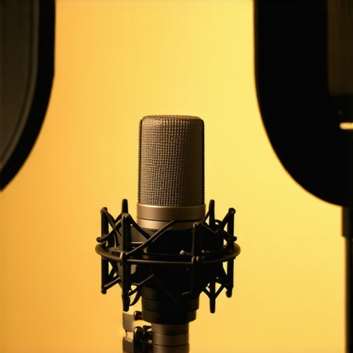 Studio Gear in Action Microphone and lighting setup during a recording session