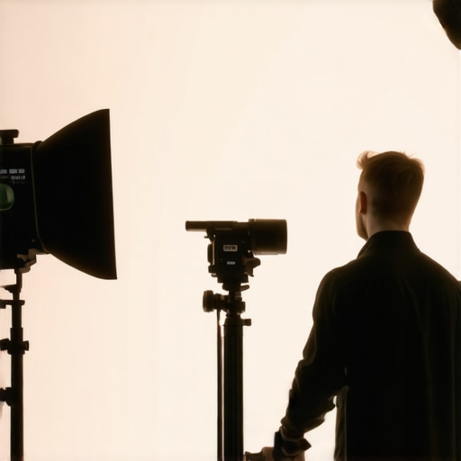 High-end studio lighting, microphones, and camera gear operating in a challenging environment, demonstrating resilience.