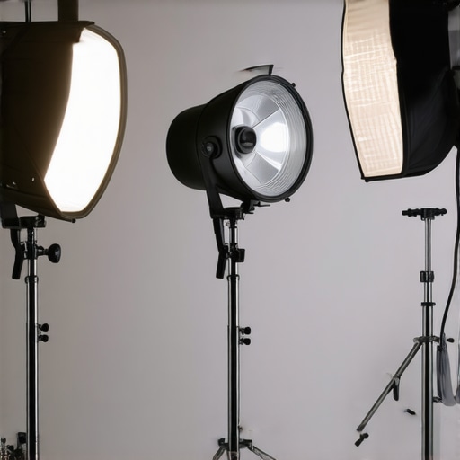 Studio lighting equipment with heat sinks in a photography studio