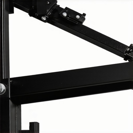 Close-up of a metal friction arm with adjustable joints and clamp