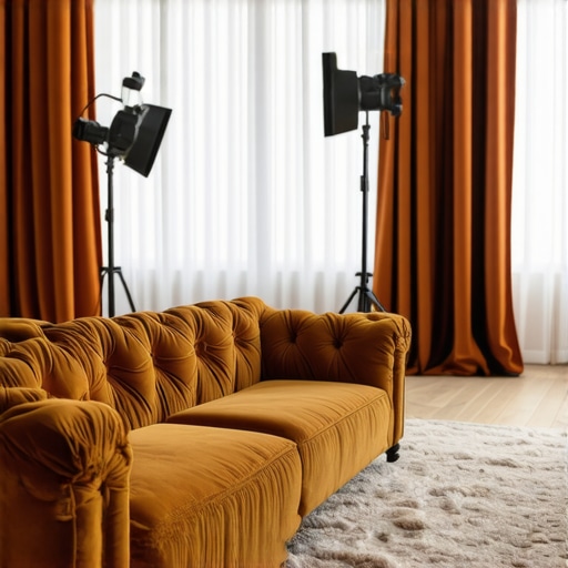 Best soft furniture layout for home studios Professional home studio with velvet sofa and thick rug for acoustic dampening