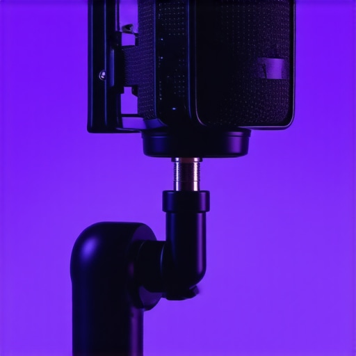 Close-up of a microphone boom arm showing external tension springs and plastic adjustment knobs.