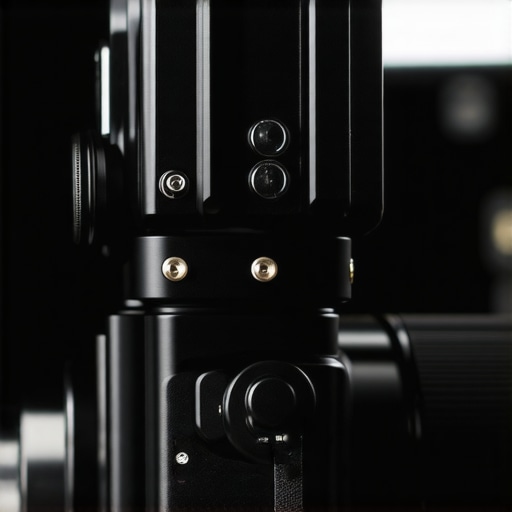 Budget Field Monitor Hardware Details Close-up of physical buttons and battery mount on a 5-inch field monitor for camera rigs.