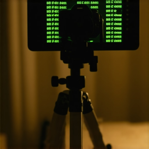 Close-up of a smartphone teleprompter showing the 70/30 beam splitter glass reflection during a recording session.