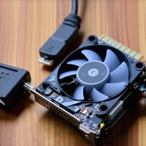 Budget capture card overheating during stream A small USB HDMI capture card being cooled by a desk fan during a long streaming session.