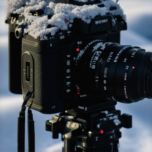 Camera Rig Winter Performance Test Professional camera rig with V-mount battery in freezing winter conditions