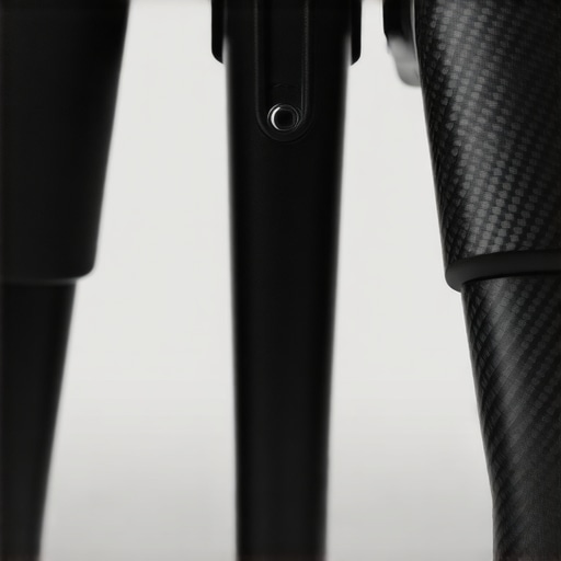 Carbon Fiber Tripod Weave and Lock Detail Detailed view of a professional carbon fiber tripod leg and twist lock mechanism.