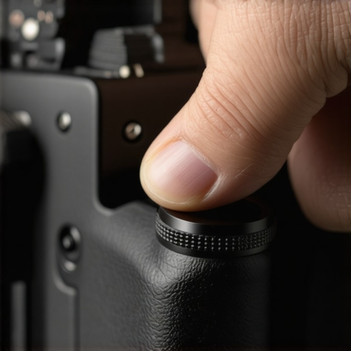 A high-quality aluminum thumb grip mounted on a mirrorless camera body.