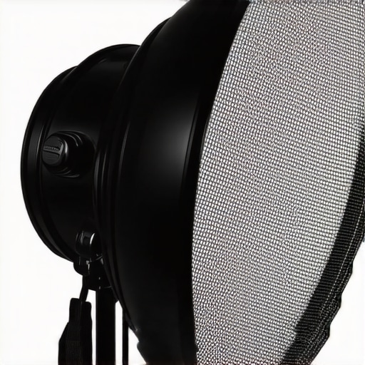 A detailed view of the two-layer mesh design on a budget microphone pop filter.
