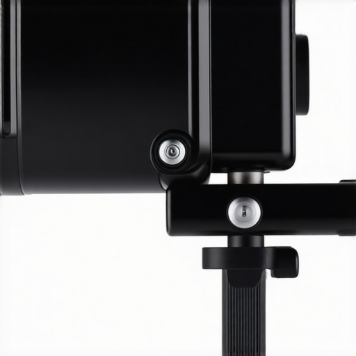 A detailed view of a black metal anti-twist bracket mounted to a camera body, demonstrating the secure fit.