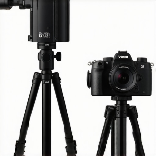 A comparison showing a compact steel counterweight vs a bulky V-mount battery setup on a camera rig.