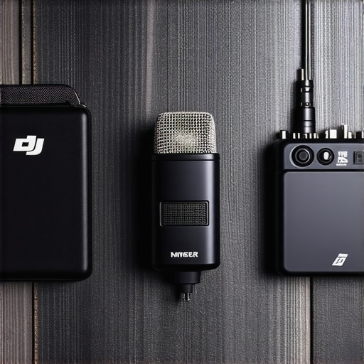 A side-by-side comparison of DJI, Rode, and Sennheiser wireless microphone systems on a desk.
