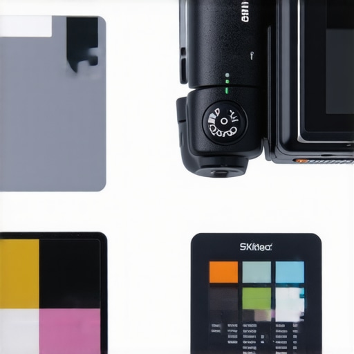 Comparing basic grey cards with professional color checkers A high-quality side-by-side comparison showing a standard grey card and a professional X-Rite ColorChecker Passport.
