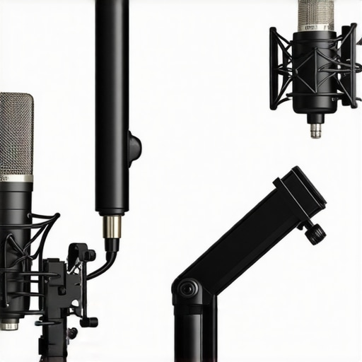 A visual comparison showing a budget spring boom arm next to high-end internal spring and low-profile microphone stands.