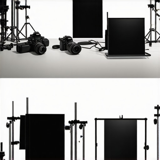 A visual comparison showing how a wall-mounted rig saves significant floor space compared to a traditional tripod setup in a creator studio.