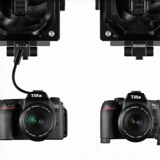 Comparison of budget vs premium camera cooling fans A budget $20 camera cooling fan compared to a premium $75 Tilta cooling system on a mirrorless camera rig.