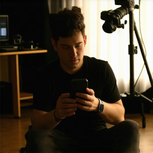 A content creator struggling with unresponsive lighting app during a studio shoot