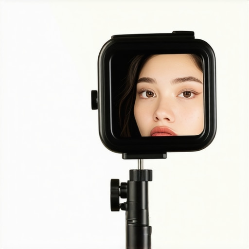 Close up of a camera rig with a mirror mounted for solo monitoring