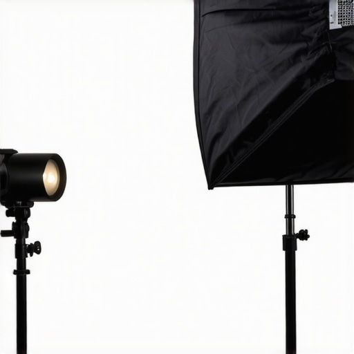 A comparison of light spill between a DIY shower curtain diffuser and a professional softbox.
