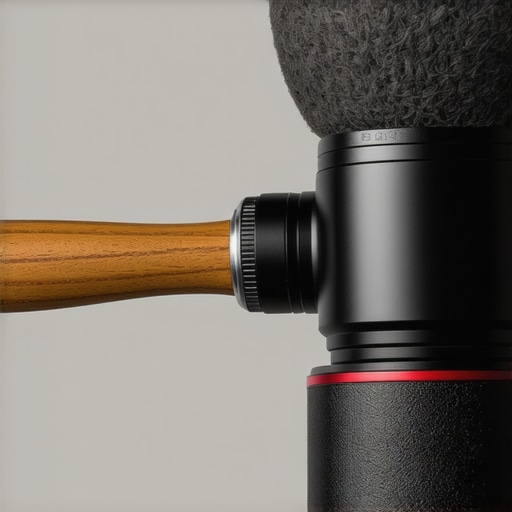 A camera mounted on a wooden plunger handle showing the connection point and material quality.