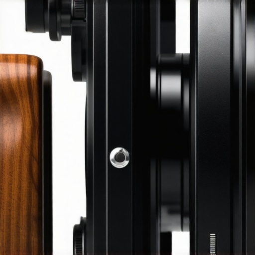 A close up of a professional camera rig showing a metal cage and accessories.