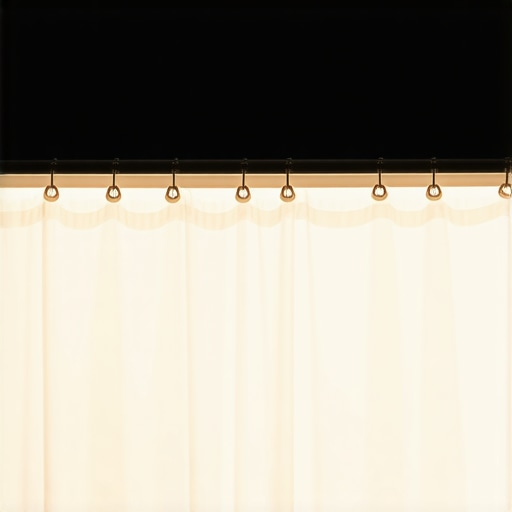 Close-up of DIY shower curtain diffusion material clamped to a professional light stand for soft studio lighting.