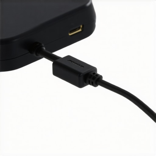 HDMI Port Saver Stress Test A flexible HDMI pigtail adapter protecting a camera port from cable tension.