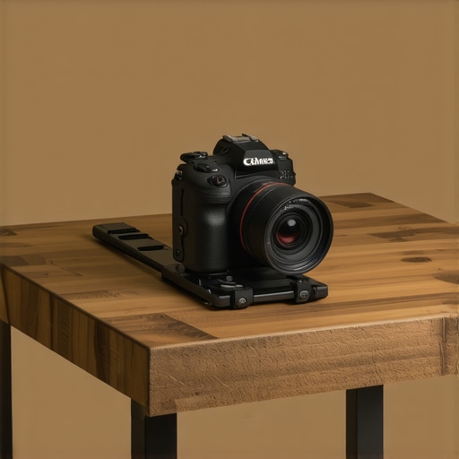 Close-up of a professional camera clamp mounted on a desk during a weight stress test