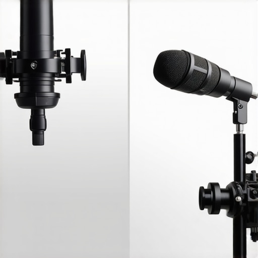 A visual comparison between a visible studio microphone and a hidden creator rig setup.