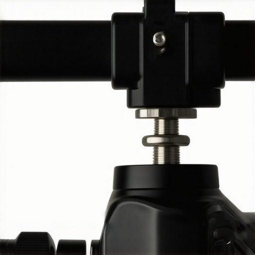 Detailed view of a metal cold shoe mic mount with security locking pin.