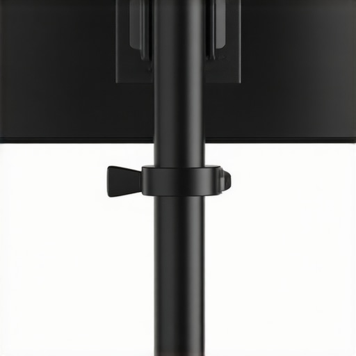 Industrial Build Quality of the VESA Pole Clamp Detailed view of the steel clamp and bolts on a professional monitor bracket.