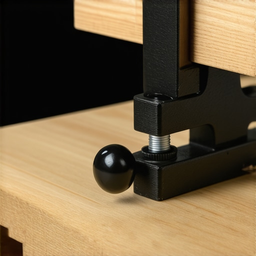 Close-up of a heavy-duty steel desk clamp for mounting studio cameras and lights.